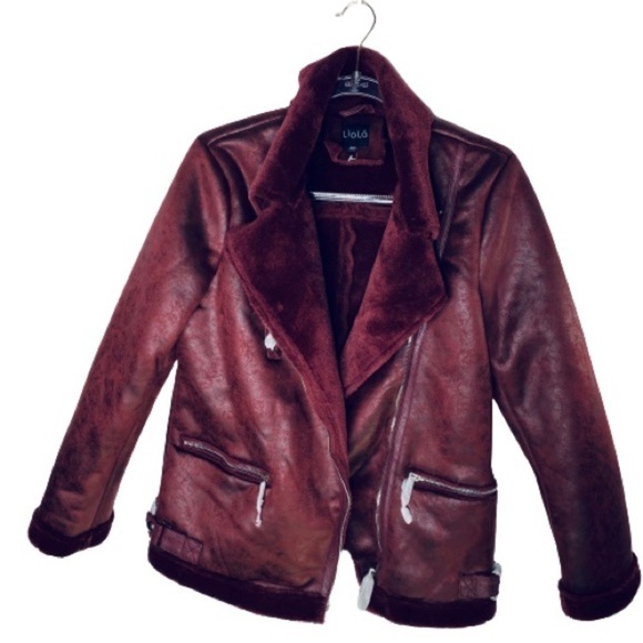 Merlot Aviator Moto Jacket Liola Italian Fashion - Picture 5 of 13
